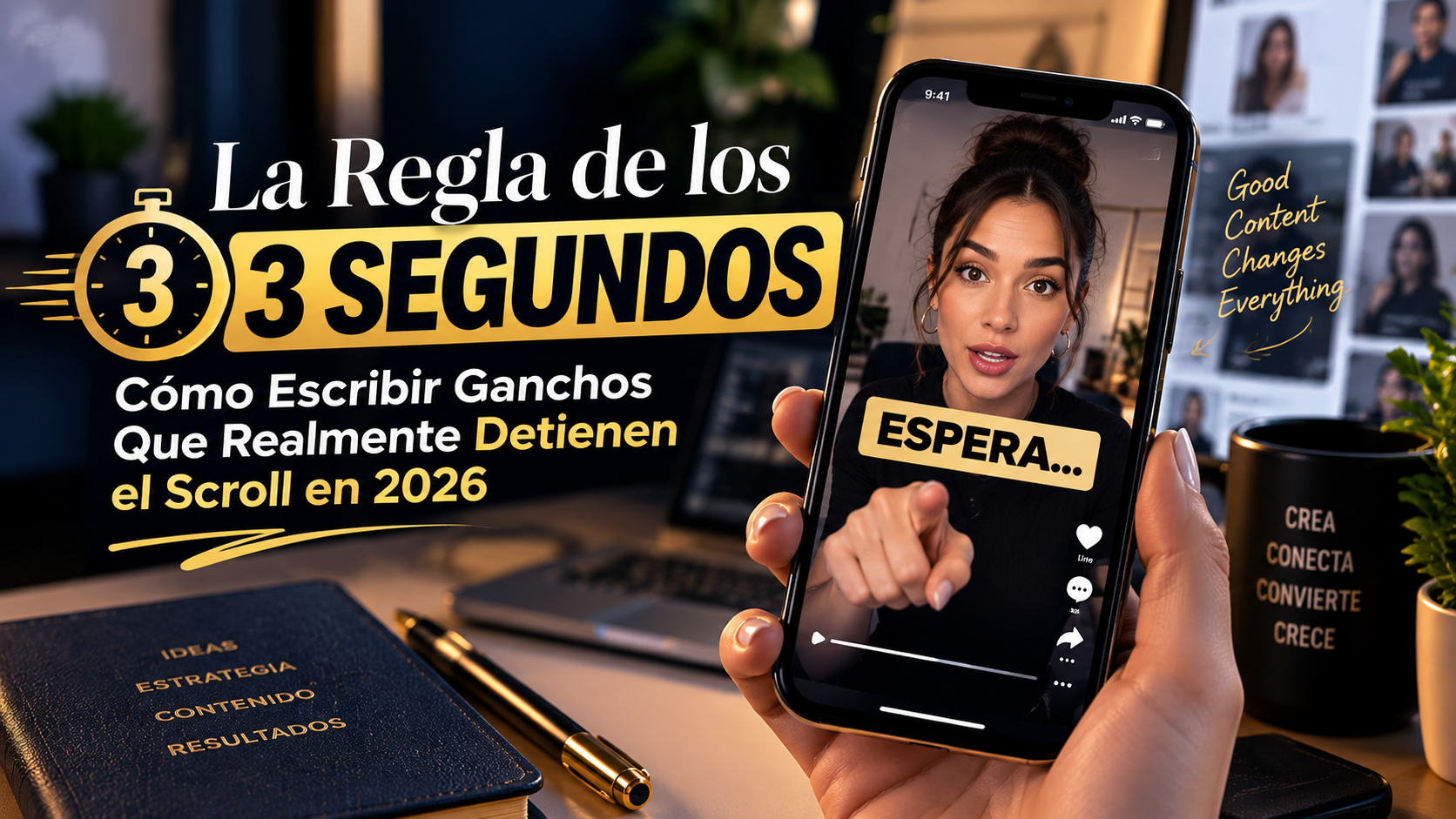 La Regla de los 3 Segundos: Cómo Escribir Ganchos Que Realmente Detienen el Scroll en 2026